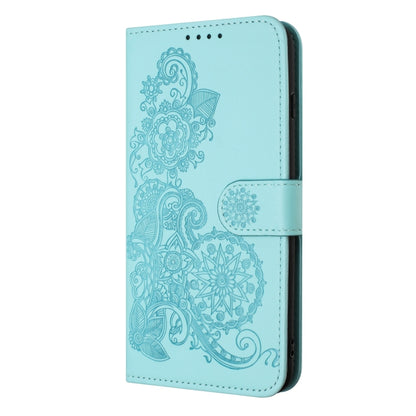 For iPhone 15 Pro Max Datura Flower Embossed Flip Leather Phone Case(Light blue) - iPhone 15 Pro Max Cases by buy2fix | Online Shopping UK | buy2fix