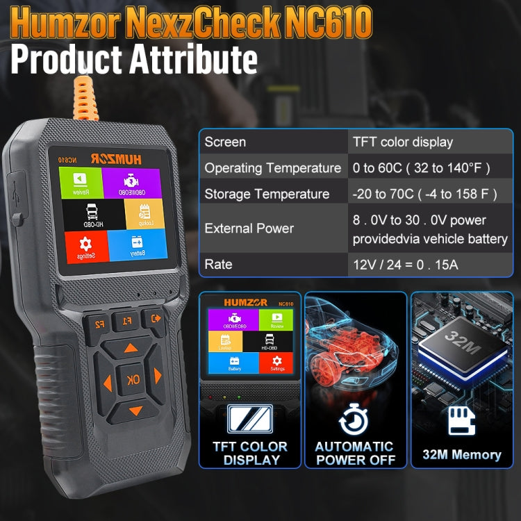 HUMZOR NexzCheck NC610 Car / Truck Code Reader OBD2 Diagnostic Scan Tool(Black) - Code Readers & Scan Tools by buy2fix | Online Shopping UK | buy2fix