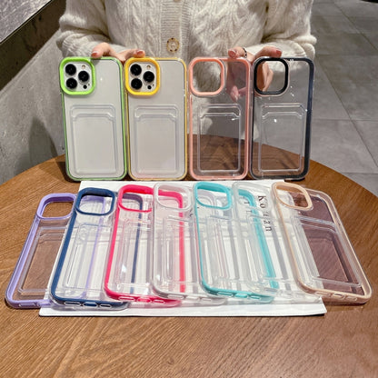 For iPhone 15 Pro Max 360 Clear PC Hybrid  TPU Phone Case with Card Slot(Blue) - iPhone 15 Pro Max Cases by buy2fix | Online Shopping UK | buy2fix