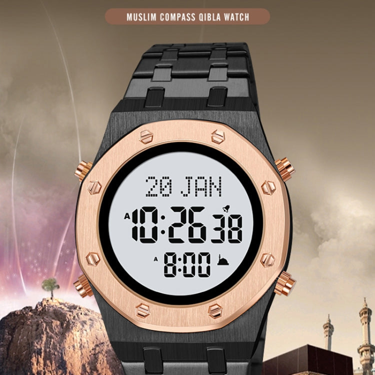 SKMEI 2043 Multifunctional Muslim Worships Compass Digital Wrist Watch(Black) - Metal Strap Watches by SKMEI | Online Shopping UK | buy2fix