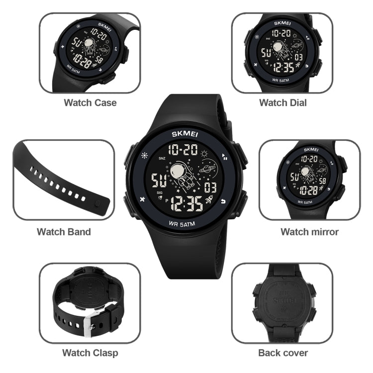 SKMEI 2068 Multifunctional Men 50M Waterproof Noctilucent Sports Digital Wrist Watch(Black) - Silicone Strap Watches by SKMEI | Online Shopping UK | buy2fix