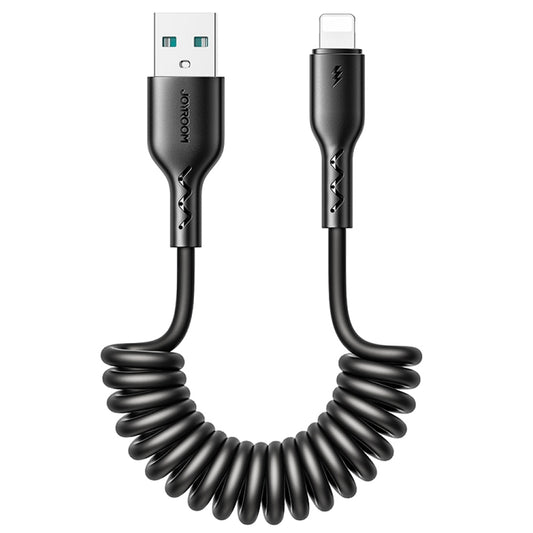 JOYROOM SA38-AL3 3A USB to 8 Pin Coiled Fast Charging Data Cable, Length:1.5m(Black) - Normal Style Cable by buy2fix | Online Shopping UK | buy2fix