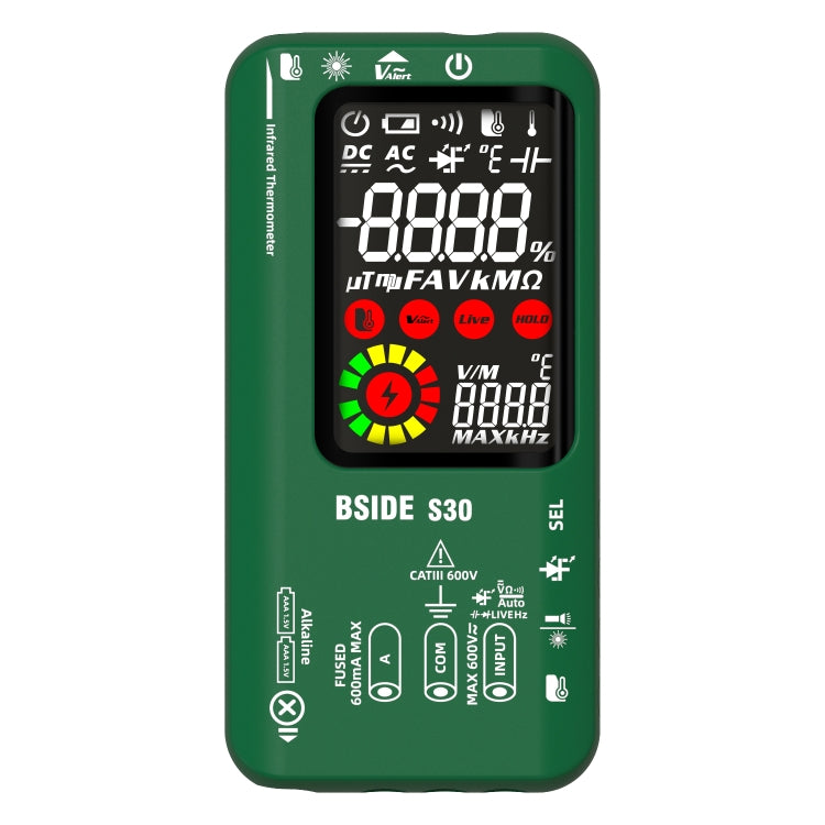 BSIDE S30 Smart Color Screen Infrared Temperature Measurement Multimeter(Green) - Digital Multimeter by BSIDE | Online Shopping UK | buy2fix
