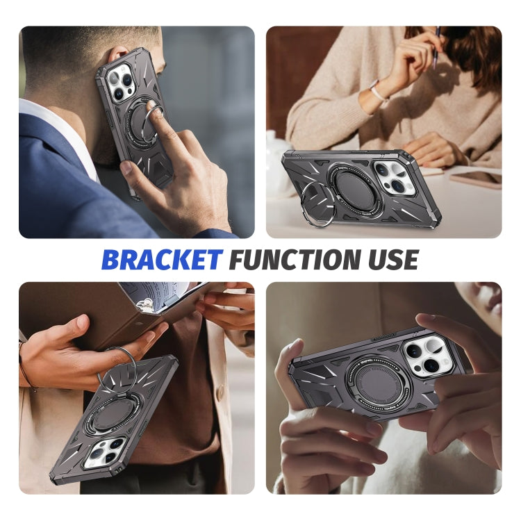 For iPhone 14/13 MagSafe Magnetic Shockproof Phone Case with Ring Holder(Dark Grey) - iPhone 14 Cases by buy2fix | Online Shopping UK | buy2fix