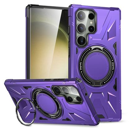 For Samsung Galaxy S24+ 5G MagSafe Magnetic Shockproof Phone Case with Ring Holder(Purple) - Galaxy S24+ 5G Cases by buy2fix | Online Shopping UK | buy2fix