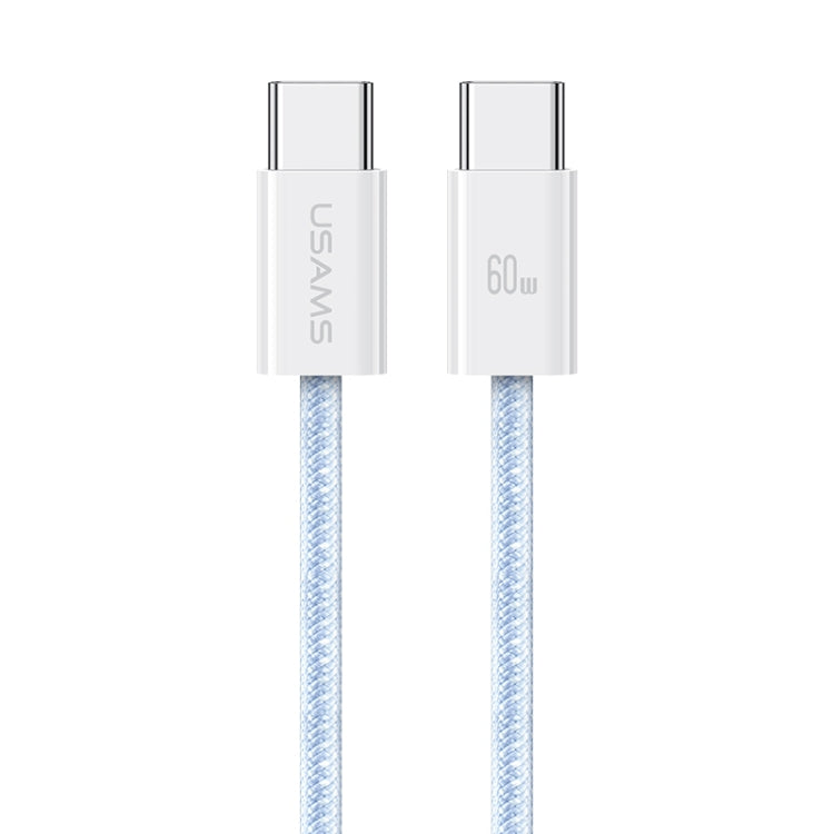 USAMS US-SJ656 U86 PD60W USB-C/Type-C to USB-C/Type-C Rainbow Braided Fast Charging Data Cable, Length: 1.2m(Blue) - USB-C & Type-C Cable by USAMS | Online Shopping UK | buy2fix