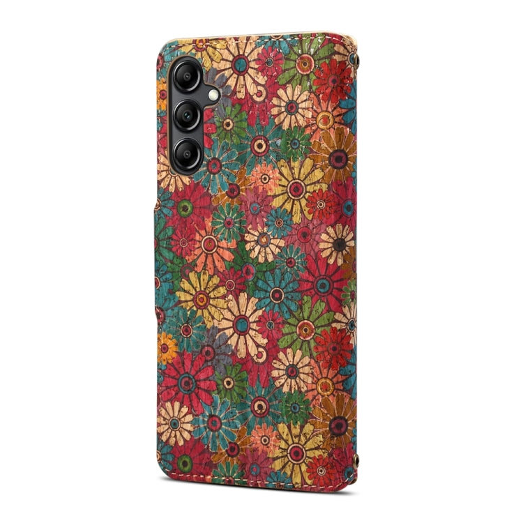 For Samsung Galaxy A05s Denior Flower Language Series Cork Fabric Oil Edge Leather Phone Case(Spring) - Galaxy Phone Cases by Denior | Online Shopping UK | buy2fix