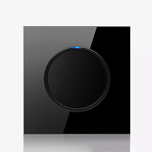 86mm Round LED Tempered Glass Switch Panel, Black Round Glass, Style:One Open Dual Control - Consumer Electronics by buy2fix | Online Shopping UK | buy2fix