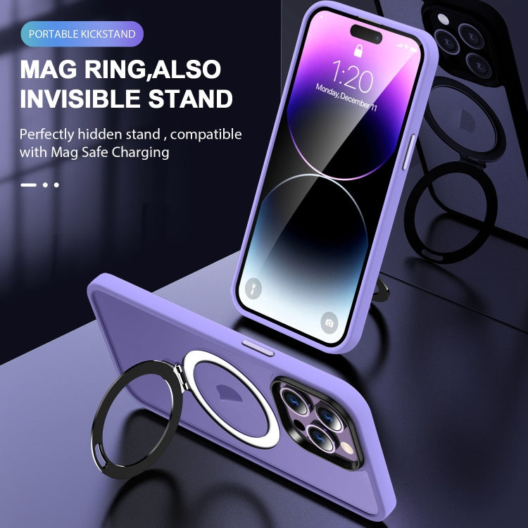 For iPhone 12 Pro Max MagSafe Holder Skin-feel PC Hybrid TPU Phone Case(Purple) - iPhone 12 Pro Max Cases by buy2fix | Online Shopping UK | buy2fix