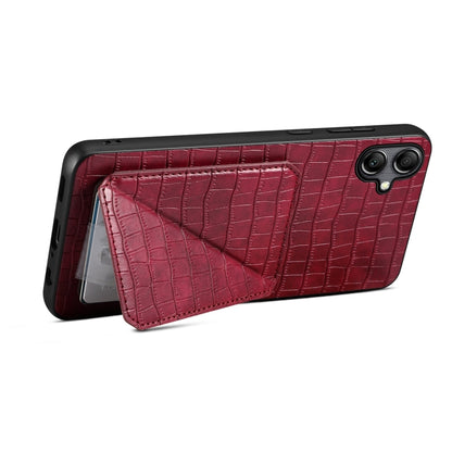 For Samsung Galaxy S23 FE 5G Denior Imitation Crocodile Leather Back Phone Case with Holder(Rose Red) - Galaxy S23 FE 5G Cases by Denior | Online Shopping UK | buy2fix