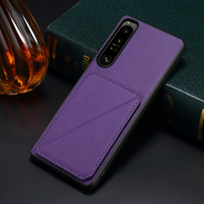 For Sony Xperia 5 III Denior Imitation Calf Leather Back Phone Case with Holder(Purple) - Sony Cases by Denior | Online Shopping UK | buy2fix