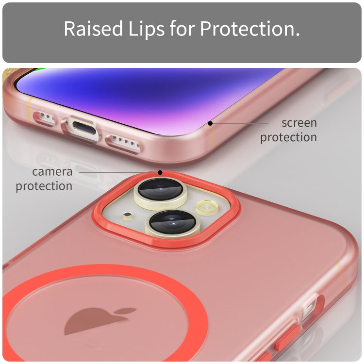 For iPhone 15 MagSafe Frosted Translucent TPU + PC Full Coverage Phone Case(Red) - iPhone 15 Cases by buy2fix | Online Shopping UK | buy2fix