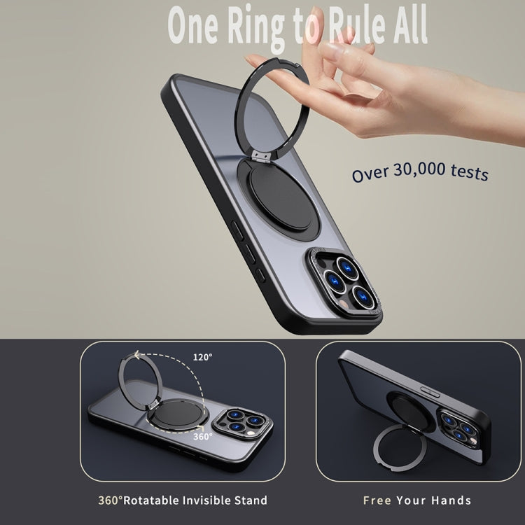 For iPhone 12 Pro 360-degree Rotating MagSafe Magnetic Holder Phone Case(Black) - iPhone 12 / 12 Pro Cases by buy2fix | Online Shopping UK | buy2fix