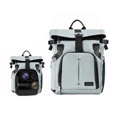 Cwatcun D95 Large Capacity Photography Backpack Shoulders Laptop Camera Bag, Size:30.5 x 18 x 38cm(Silver Grey) - Backpack by Cwatcun | Online Shopping UK | buy2fix