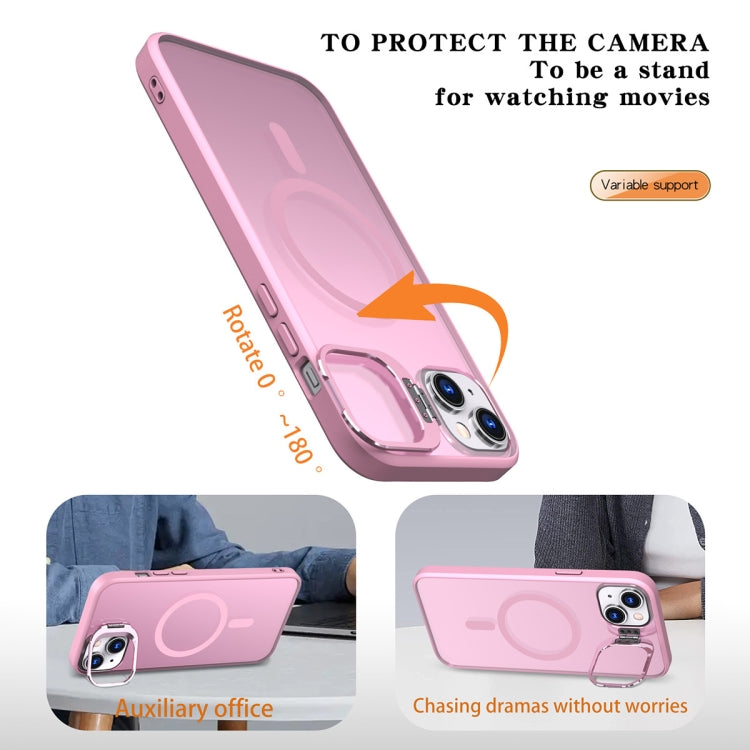 For iPhone 11 Metal Invisible Camera Holder MagSafe Magnetic Phone Case(Pink) - iPhone 11 Cases by buy2fix | Online Shopping UK | buy2fix