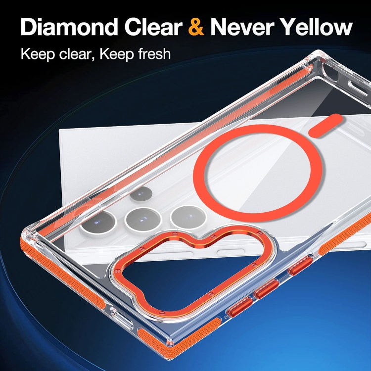 For Samsung Galaxy S24 Ultra 5G Dual-Color Clear Acrylic Hybrid TPU MagSafe Phone Case(Orange) - Galaxy S24 Ultra 5G Cases by buy2fix | Online Shopping UK | buy2fix