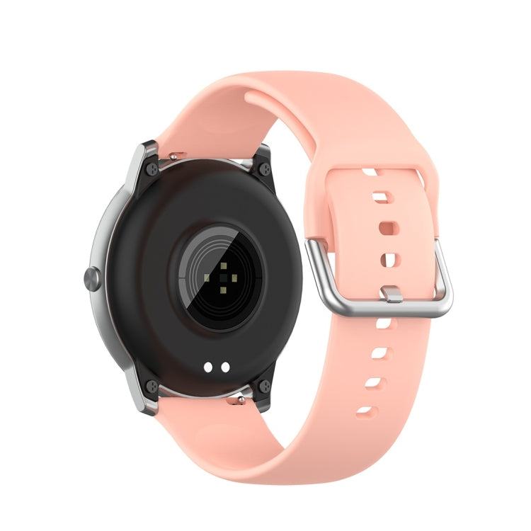 For Xiaomi Haylou Solar LS05 Silicone Solid Color Silver Buckle Watch Band, Size: 22mm(Light Pink) - Smart Wear by buy2fix | Online Shopping UK | buy2fix