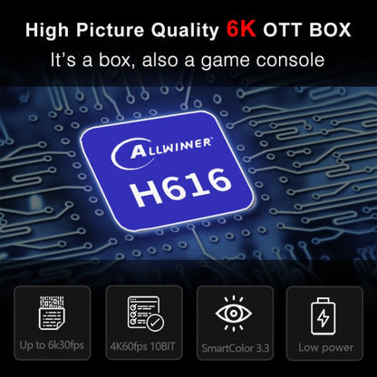 H96 Max 6K Ultra HD Smart TV Box with Remote Controller, Android 10.0, Allwinner H616 Quad Core ARM Cortex-A53, 2GB+16GB, Support TF Card / USBx2 / AV / HDMI / WIFI, US Plug - Consumer Electronics by buy2fix | Online Shopping UK | buy2fix