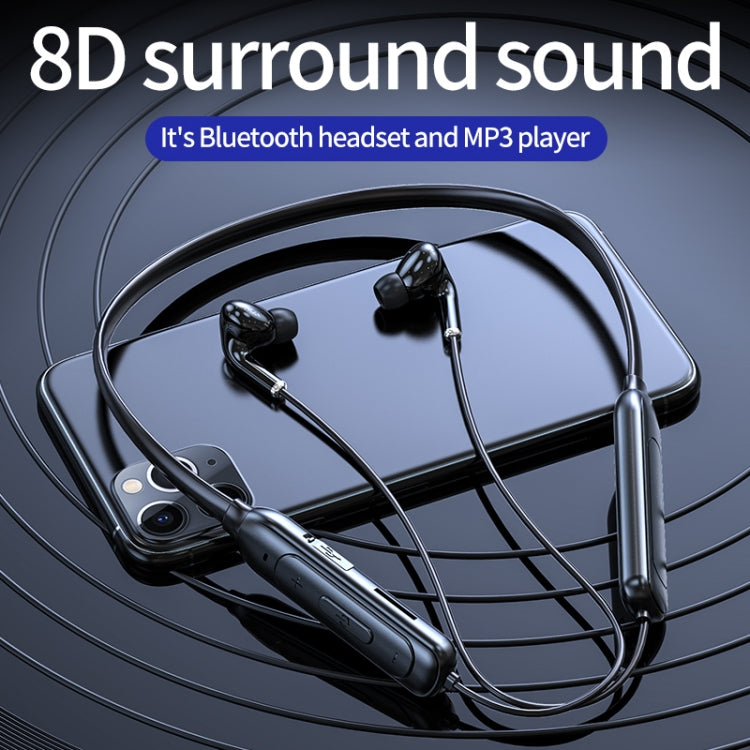 M60 8D Surround Sound Wireless Neck-mounted 5.1 Bluetooth Earphone Support TF Card MP3 Mode(White) - Neck-mounted Earphone by buy2fix | Online Shopping UK | buy2fix