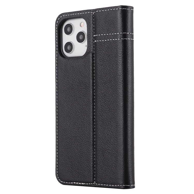 For iPhone 12 / 12 Pro GEBEI Top-grain Leather Horizontal Flip Protective Case with Holder & Card Slots(Black) - iPhone 12 / 12 Pro Cases by GEBEI | Online Shopping UK | buy2fix