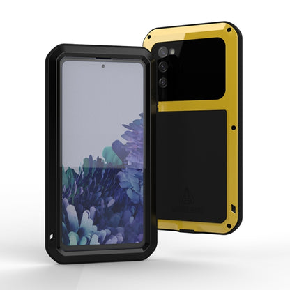 For Samsung Galaxy S20 FE LOVE MEI Metal Shockproof Waterproof Dustproof Protective Case with Glass(Yellow) - Galaxy S20 FE Cases by NILLKIN | Online Shopping UK | buy2fix