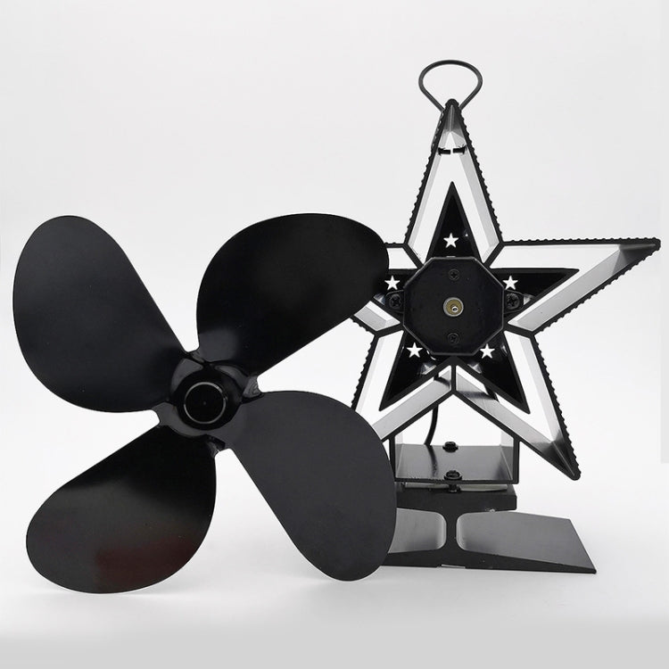 4-Blade Aluminum Heat Powered Fireplace Stove Fan (Black) - Consumer Electronics by buy2fix | Online Shopping UK | buy2fix