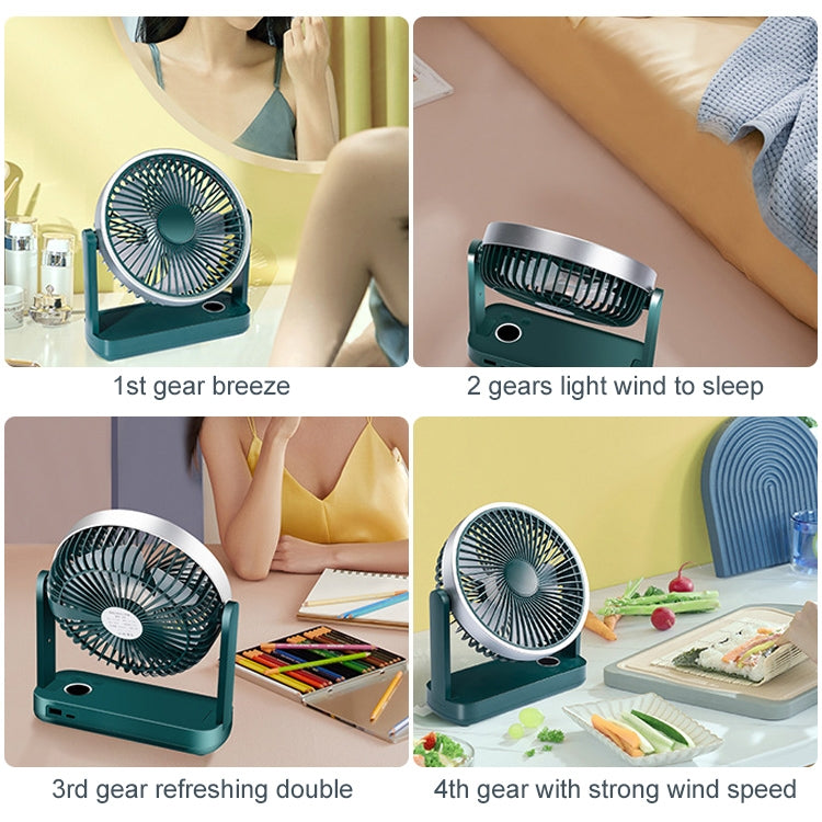 F701 Desktop Electric Fan with LED Display (Green) - Consumer Electronics by buy2fix | Online Shopping UK | buy2fix