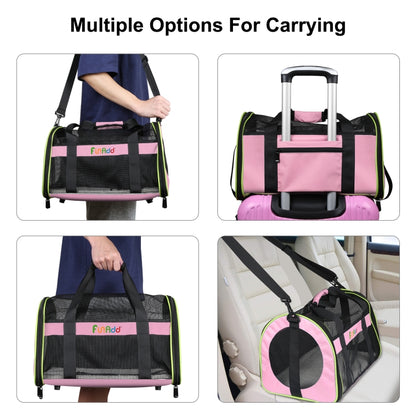 FUNADD Pet Travel Carrier Bag Shoulder Foldable Tote Bag(Pink) - Pet Bags by FunAdd | Online Shopping UK | buy2fix