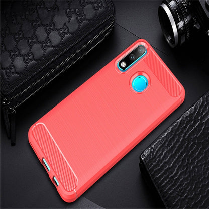 Brushed Texture Carbon Fiber TPU Case for Huawei P30 Lite (Red) - Huawei Cases by buy2fix | Online Shopping UK | buy2fix