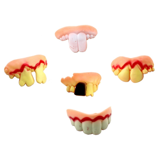 5 PCS Halloween Prank Funny Various Modelling Entire Scary Bucktooth Dentures Teeth Fake Braces for Party Club, Random Style Delivery - Home & Garden by buy2fix | Online Shopping UK | buy2fix