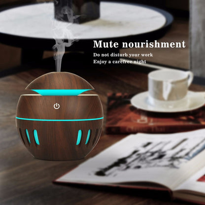 Wood Grain USB Hollowed-out Humidifier Seven Color Aromatherapy Lamp Automatic Alcohol Sprayer with Remote Control(Light Brown-2) - Home & Garden by buy2fix | Online Shopping UK | buy2fix