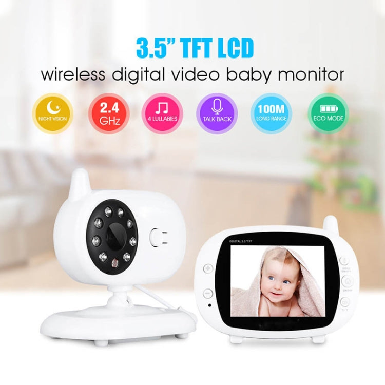 BM-850 3.5 inch LCD 2.4GHz Wireless Surveillance Camera Baby Monitor with 8-IR LED Night Vision, Two Way Voice Talk(White) - Security by buy2fix | Online Shopping UK | buy2fix