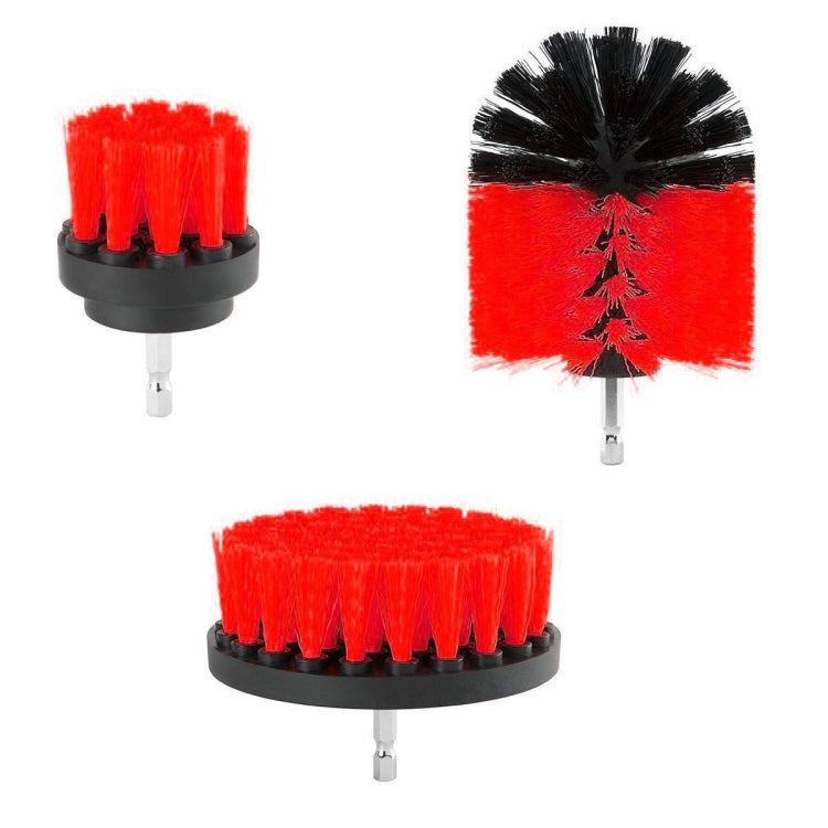 3 PCS Bathroom Kitchen Cleaning Brushes Kit for Electric Drill(Red) - Sponges, Cloths & Brushes by buy2fix | Online Shopping UK | buy2fix