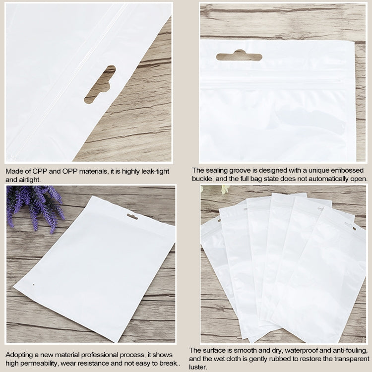 100 PCS 13cm x 24cm Hang Hole Clear Front White Pearl Jewelry Zip Lock Packaging Bag, Custom Printing and Size are welcome -  by buy2fix | Online Shopping UK | buy2fix