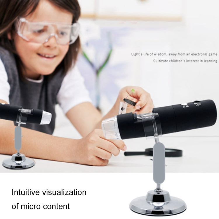 50X~1000X Magnifier HD Image Sensor 1920x1080P USB WiFi Digital Microscope with 8 LED & Professional Stand (Black) - Consumer Electronics by buy2fix | Online Shopping UK | buy2fix