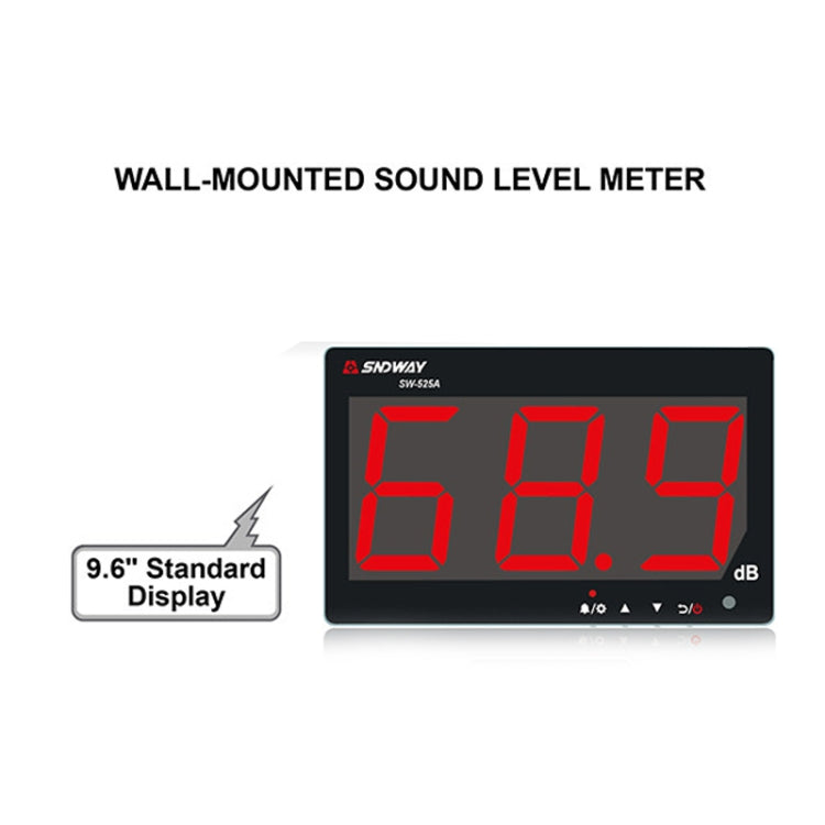 SNDWAY SW525A Wall-mounted Sound Level Meter DB Noise Tester - Light & Sound Meter by SNDWAY | Online Shopping UK | buy2fix