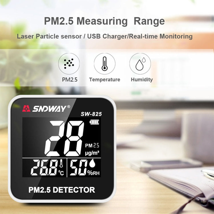 SNDWAY SW-825 Micro USB Charging Desktop Air Quality Real-time Purification Detector with HiD LED Screen, Support Alarm Prompt - Consumer Electronics by SNDWAY | Online Shopping UK | buy2fix