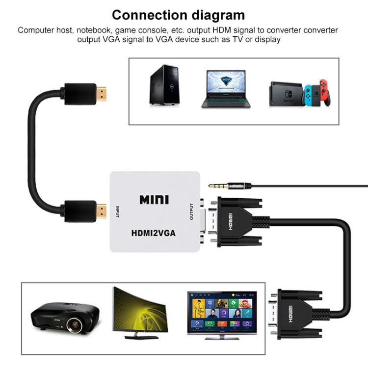 HOWEI HW-2109 Mini HDMI to VGA Video Audio Converter (Black) -  by buy2fix | Online Shopping UK | buy2fix