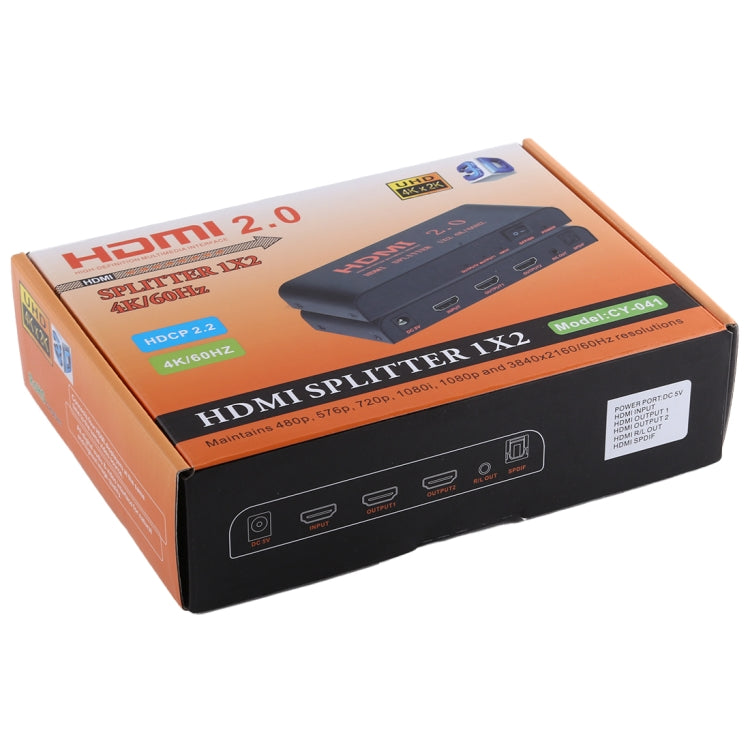 CY-041 1X2 HDMI 2.0 4K/60Hz Splitter, EU Plug - Splitter by buy2fix | Online Shopping UK | buy2fix