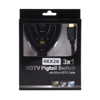 3 in 1 HDMI Input  4K x 2K HDTV Pigtail Switch Adapter HDMI Splitter -  by buy2fix | Online Shopping UK | buy2fix