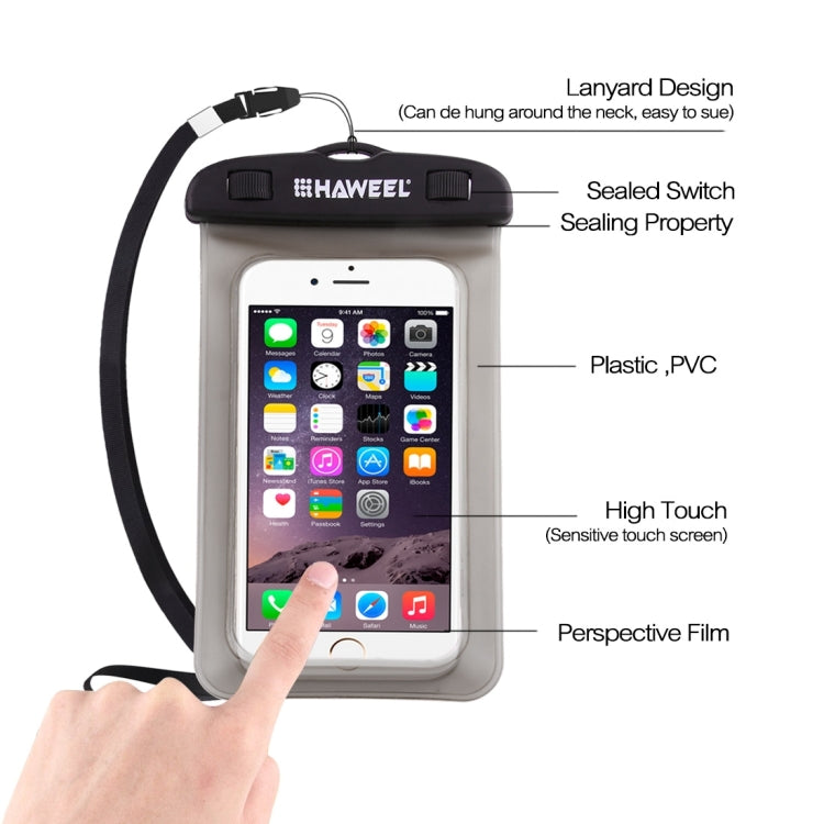 HAWEEL Transparent Universal Waterproof Bag with Lanyard for iPhone, Galaxy, Huawei, Xiaomi, LG, HTC and Other Smart Phones(Black) - More iPhone Cases by HAWEEL | Online Shopping UK | buy2fix