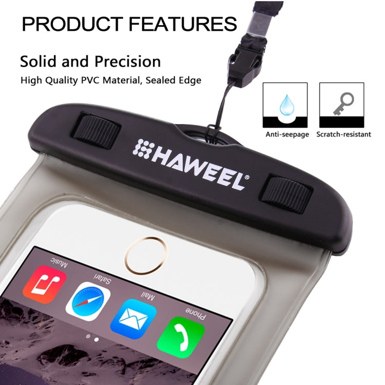 HAWEEL Transparent Universal Waterproof Bag with Lanyard for iPhone, Galaxy, Huawei, Xiaomi, LG, HTC and Other Smart Phones(Black) - More iPhone Cases by HAWEEL | Online Shopping UK | buy2fix