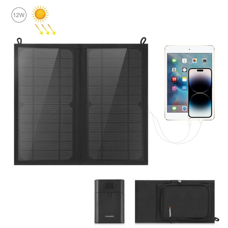 HAWEEL 12W 2 Panels Foldable Solar Panel Charger Bag with 5V / 3.1A Max Dual USB Ports, Support QC3.0 and AFC - Charger by HAWEEL | Online Shopping UK | buy2fix