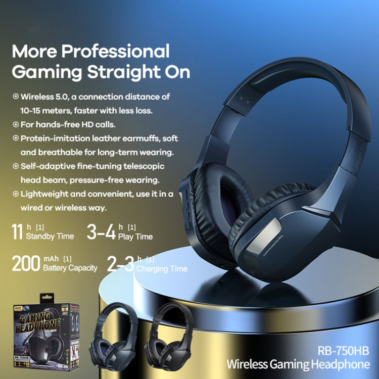 REMAX RB-750HB Wireless Gaming Bluetooth V5.0 Headphone(Black) - Headset & Headphone by REMAX | Online Shopping UK | buy2fix