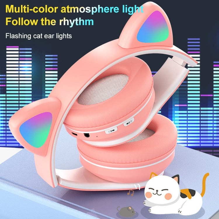 B39 Cat Ear Design LED Gradient Light Wireless Bluetooth Headset(White) - Multimedia Headset by buy2fix | Online Shopping UK | buy2fix