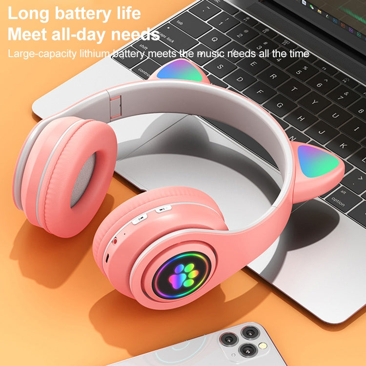 B39 Cat Ear Design LED Gradient Light Wireless Bluetooth Headset(White) - Multimedia Headset by buy2fix | Online Shopping UK | buy2fix