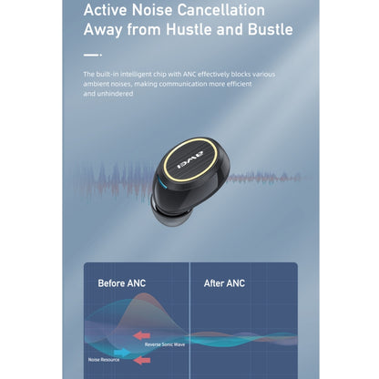 awei TA3 Bluetooth 5.0 ANC Active Noise Reduction Wireless Bluetooth Earphone (Black) - Bluetooth Earphone by awei | Online Shopping UK | buy2fix