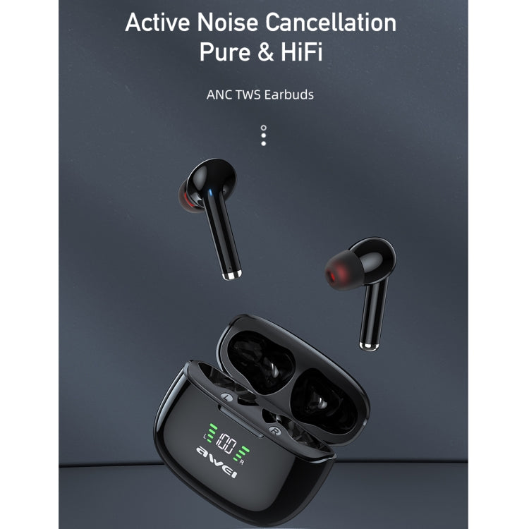 awei TA8 Bluetooth 5.2 ANC Active Noise Reduction Wireless Bluetooth Earphone (Black) - Bluetooth Earphone by awei | Online Shopping UK | buy2fix