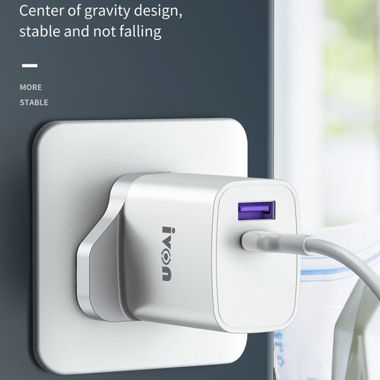 IVON AD52 18W USB-C / Type-C + USB Dual Port PD Fast Charge(US Plug) - USB Charger by IVON | Online Shopping UK | buy2fix