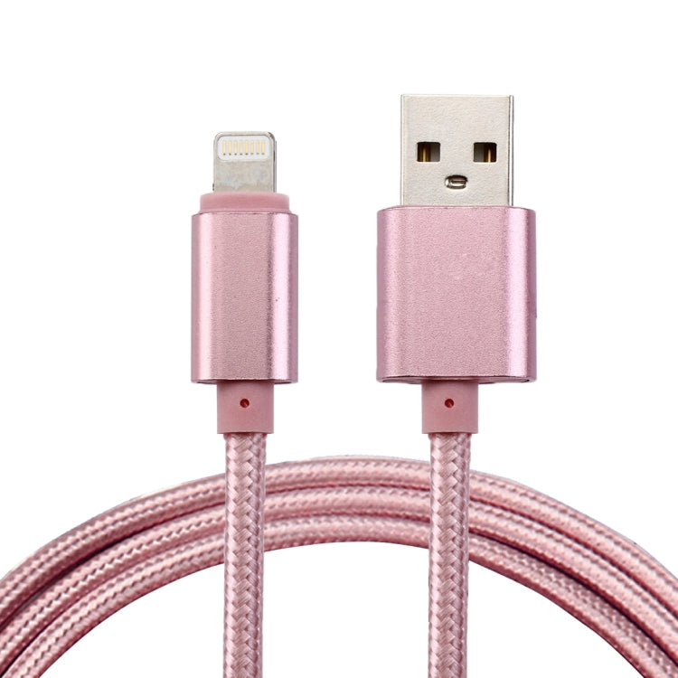 1m Woven Style Metal Head 84 Cores 8 Pin to USB 2.0 Data / Charger Cable(Rose Gold) - Normal Style Cable by buy2fix | Online Shopping UK | buy2fix